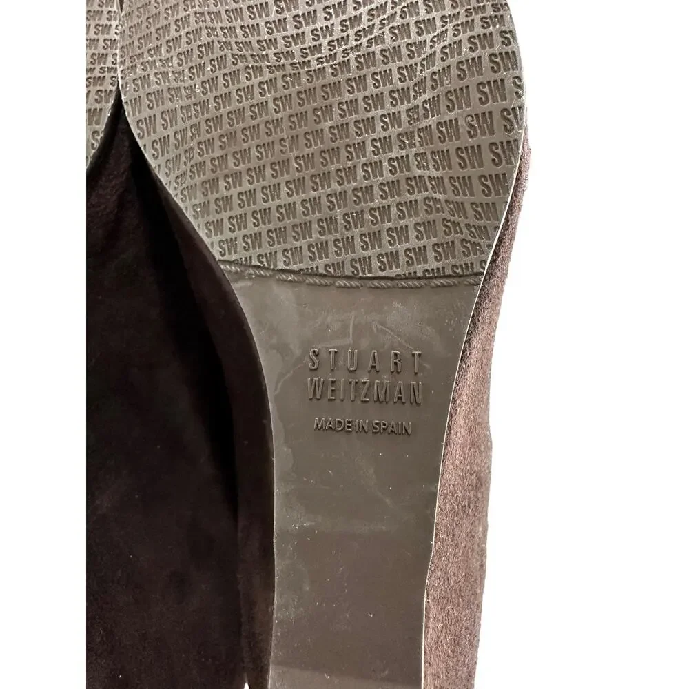 Stuart Weitzman Brown‎ Suede Wedge Pumps Chevron Toe vintage 8.5N - Picture 8 of 9